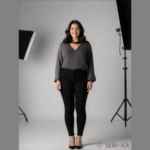 The Limited Black & White Polka Dot Key Hole Blouse 2X